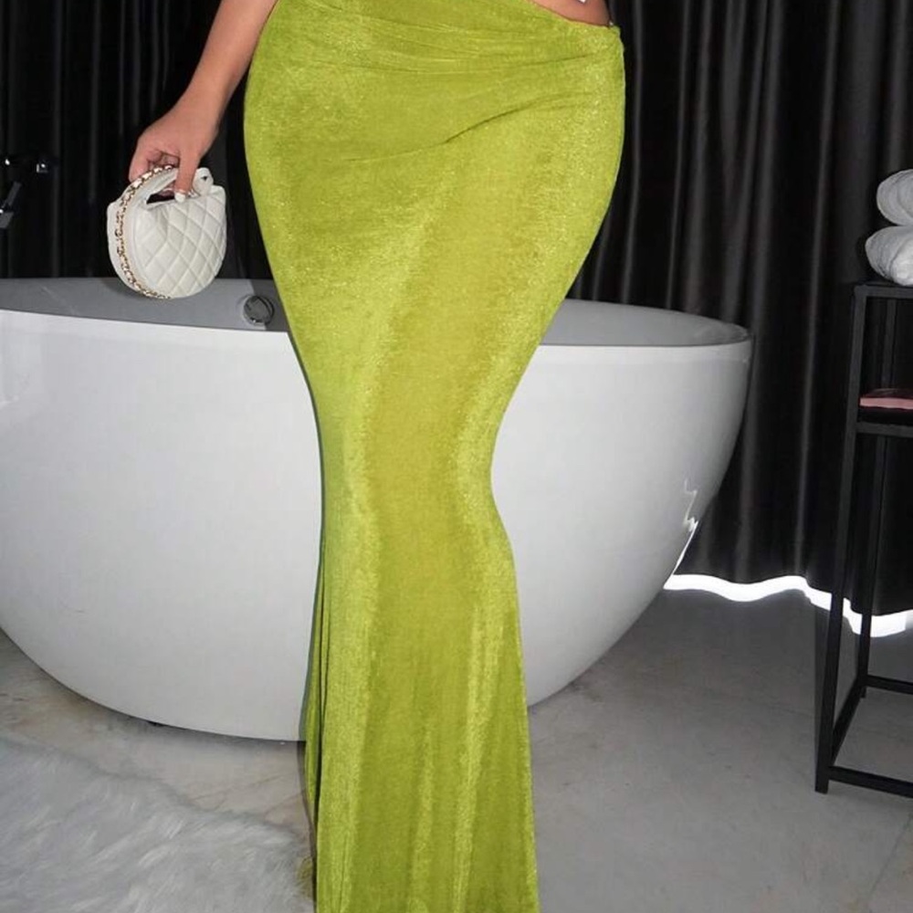Elegant Lime Green Maxi Skirt